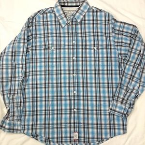 Wrangler Jeans Co. 1947 Blue Plaid  Western Shirt Size L